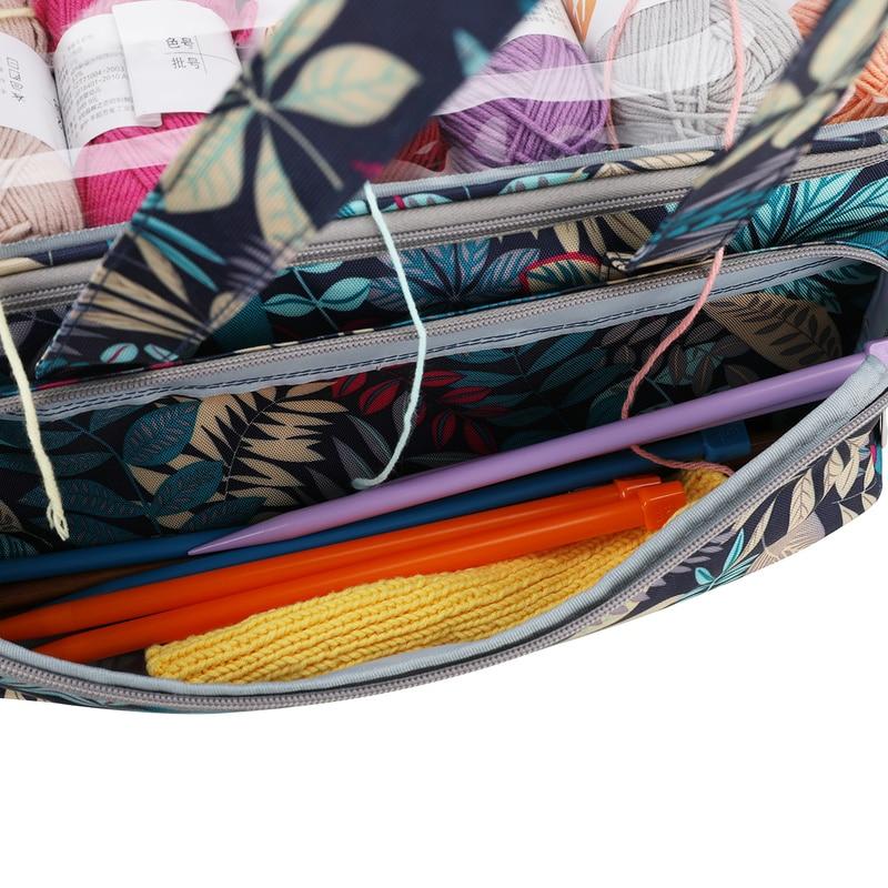 Yarn Collection Storage Bag DIY Tool Oxford Cloth Crocheted Bag with Maple Leaves Wool Collection Needlework Storage Yarn Bag