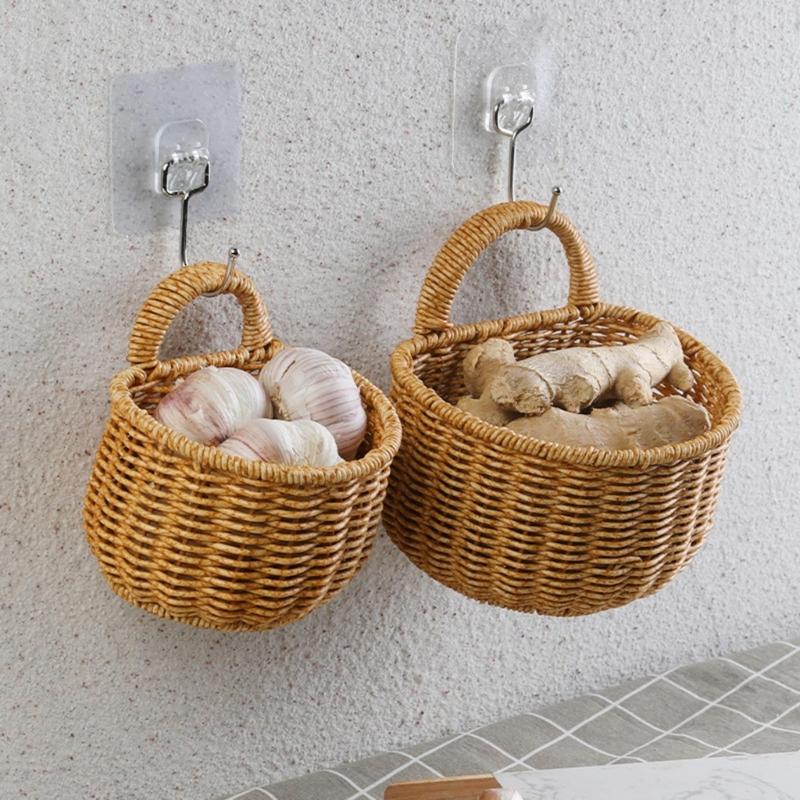 Handwoven Storage Basket with Handle Multifunction Collection Supplies for Dormitory Bedroom Sundries Organization