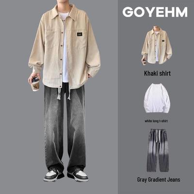 Herren Cordhemd Trio für Frühling & Herbst - Lässiges Boyfriend-Style Outfit