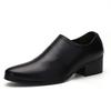 Fashion Genuine Leather Mens Height Increasing Shoes 6cm Fashion Brand Male Footwear Pure Black Party Business Monk Shoes D595