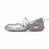 Leather platform 2025 functional ballet shoes flat sports heightened Mary Jane silver ballet shoes light mouth