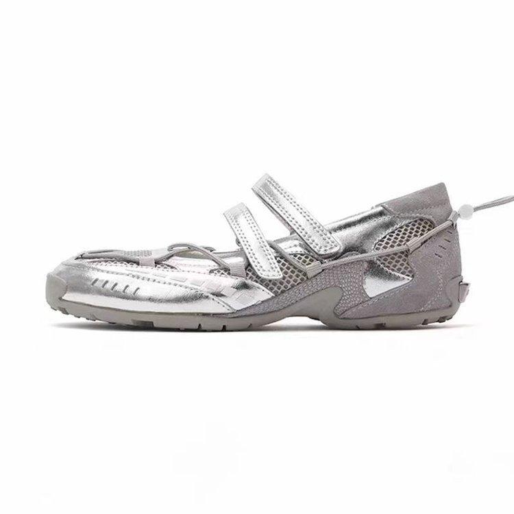 Leather platform 2025 functional ballet shoes flat sports heightened Mary Jane silver ballet shoes light mouth