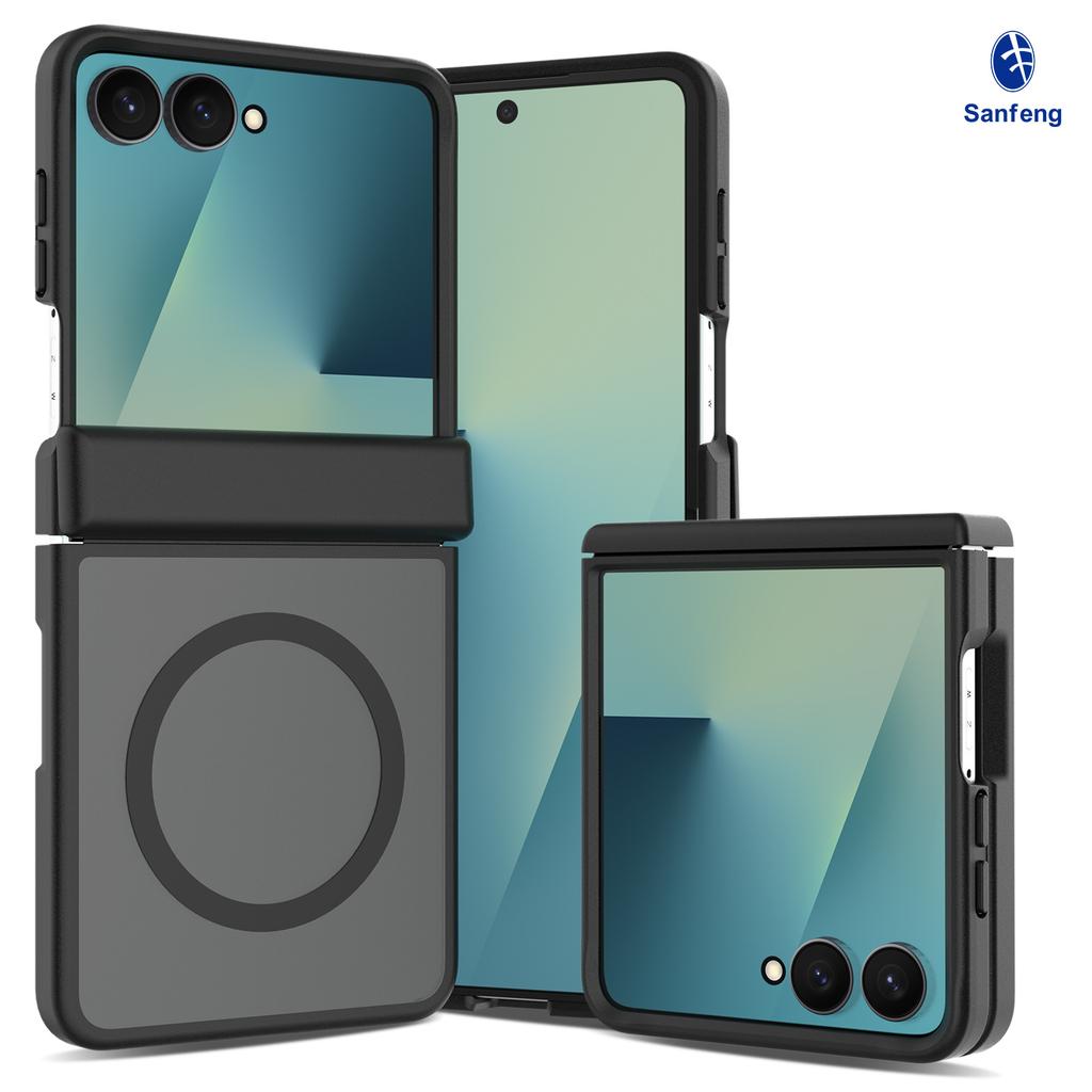 Cross-border Suitable for Samsung ZFlip8 Up and Down Folding Screen Mobile Phone Skin Feeling Zflip7 Magnetic Suction Universal Case with Rotating