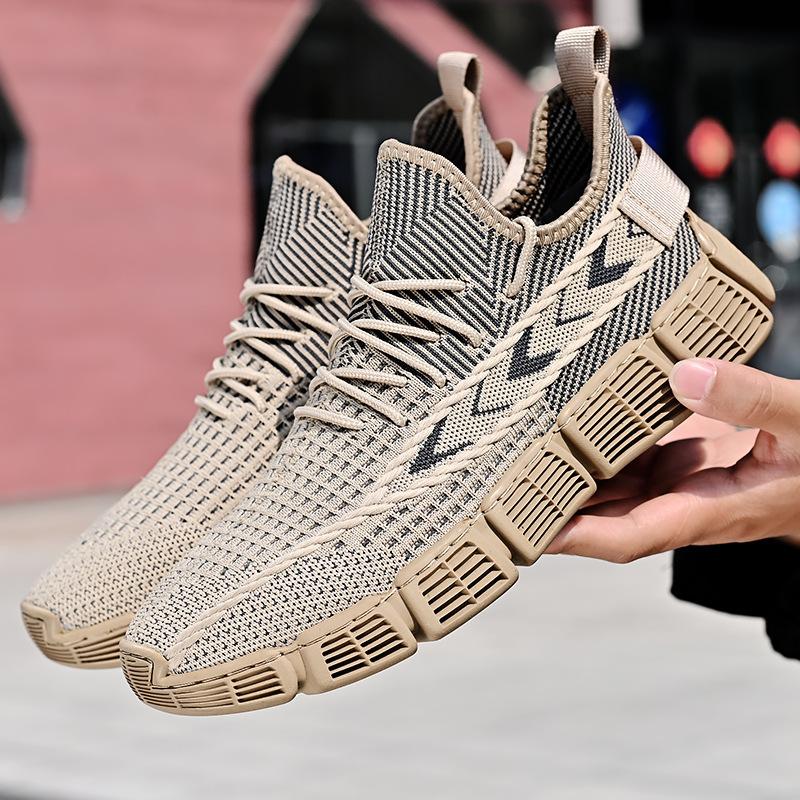 

Summer new handmade fly-woven breathable casual shoes men s shoes running sports mesh breathable 38 пісочний