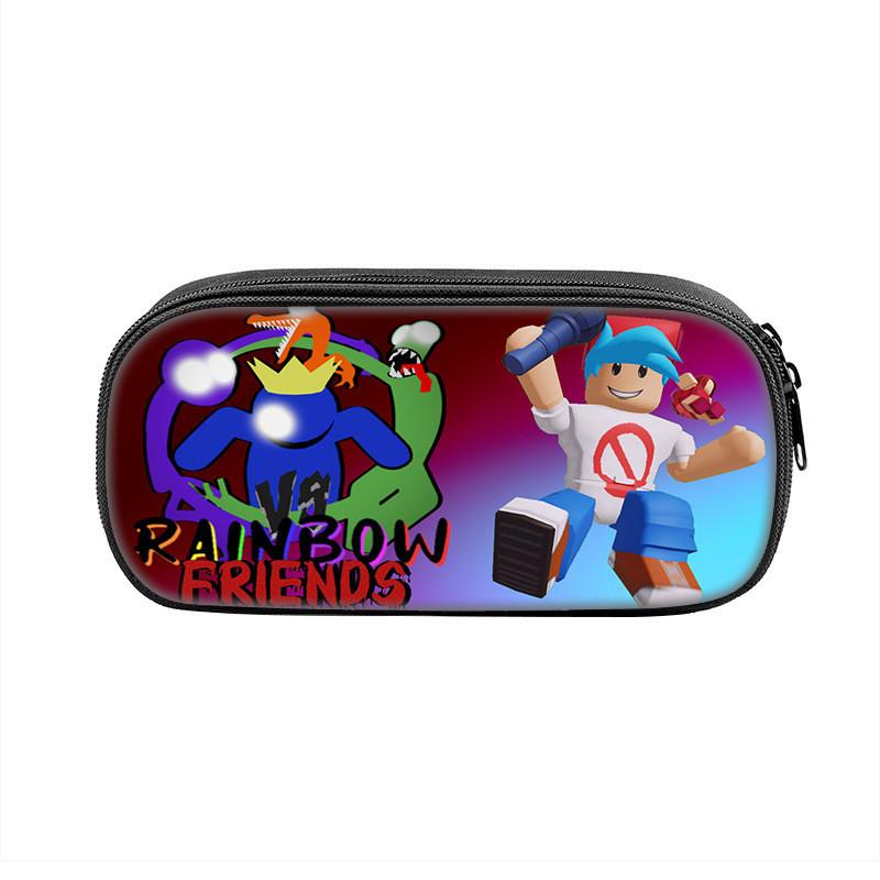 Rainbow Friends Cartoon Pencil Case With Durable Nylon Material Large Capacity School Storage