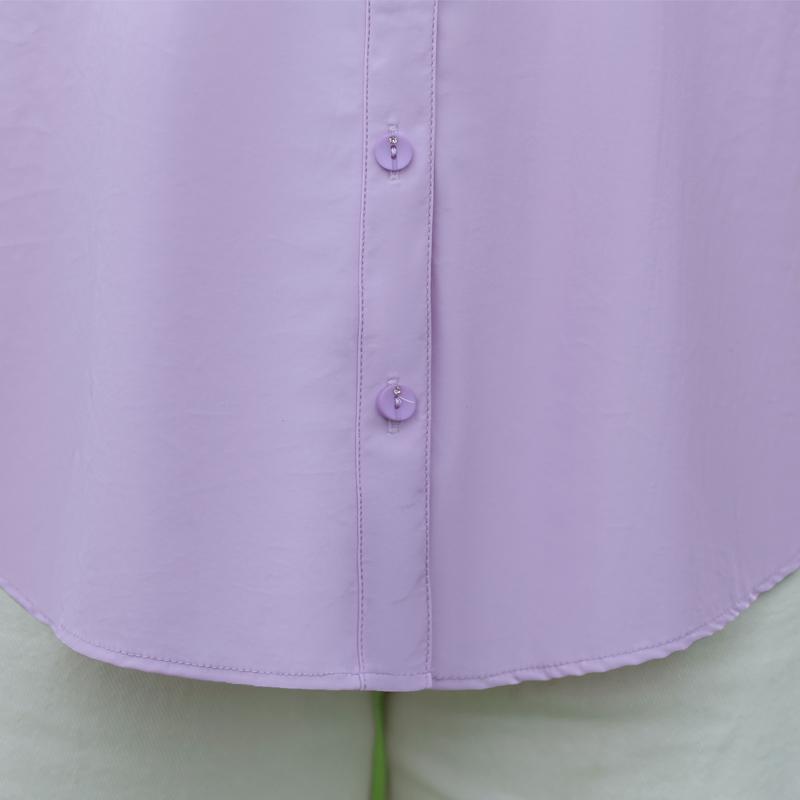 Plus Size Women's Loose Long Sleeve Button-Down Shirt, Solid Color Casual Office Blouse (3XL-7XL)