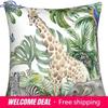 Tropical Green Leaf Pillowcase Animal Print Pillowcase Giraffe Zebra Cushion Cover