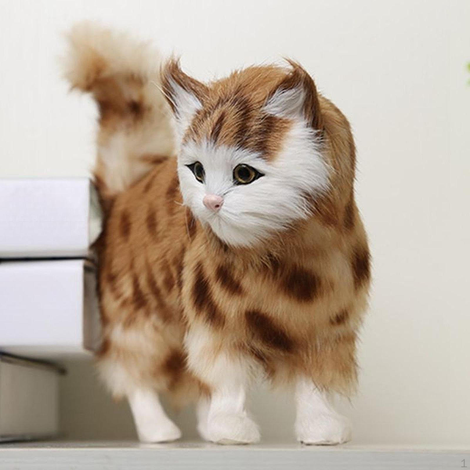 

Имитация кошки плюшевая игрушка милый фото реквизит домик животное реплика для полки стола офиса Yellow Brown