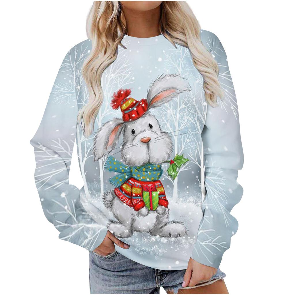 Autumn Christmas 3D Printed Women's Pullover Casual Loose Long Sleeved Top Fashion Hoodie Plus Size Women's Sweatshirt