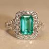 Light luxury retro emerald ring for women, creative square zircon ring, wedding anniversary gift