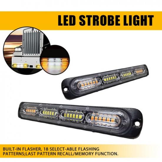 

2x Light Strobe Bar Car Flashing Amber/White 24LED Running Truck Set Light