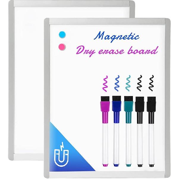 VUSIGN Small White Board Dry Erase, 14 x 11 Magnetic Dry Erase Board, Mini Whiteboard with Markers for Kids, Students, Fridge, Wall, Locker 11 W x 14 H