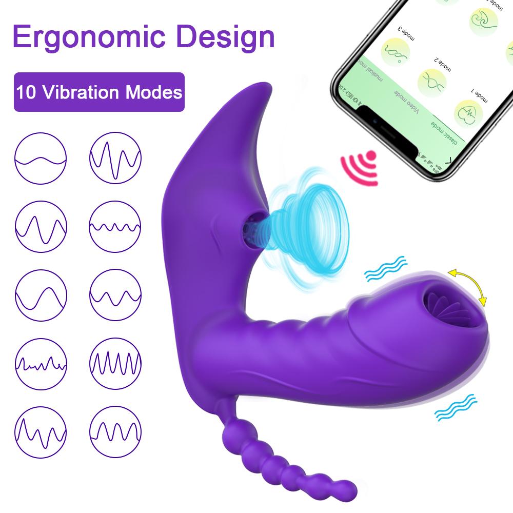 Female Vibrator APP Dámské nositelné sexuální hračky Vibrátor Sání Clit Kouření Stimulace Hračky pro dospělé Dildo Clit Stimulátor
