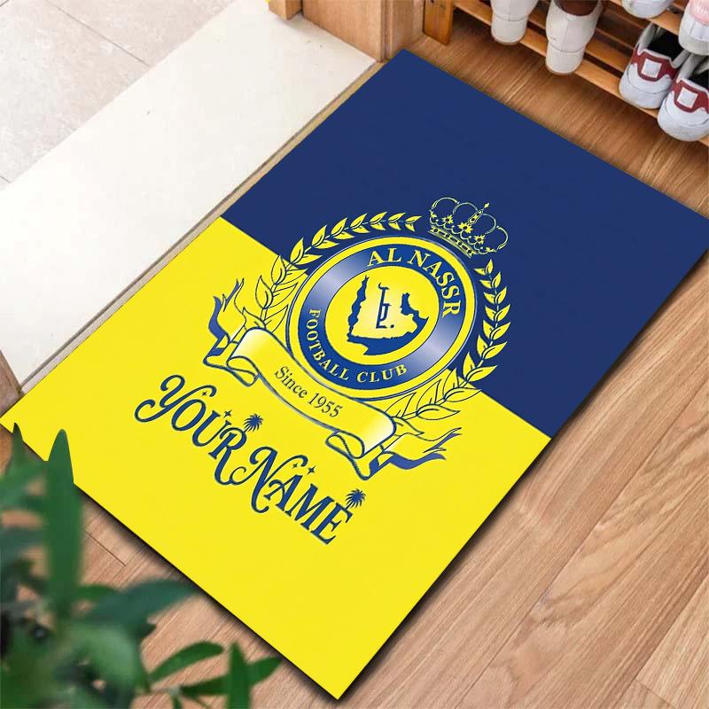 Al Nassr Crest Custom Name Carpet Rug For Living Room Bedroom Home Sofa Decoration Kids Play Nonslip Floor Mat