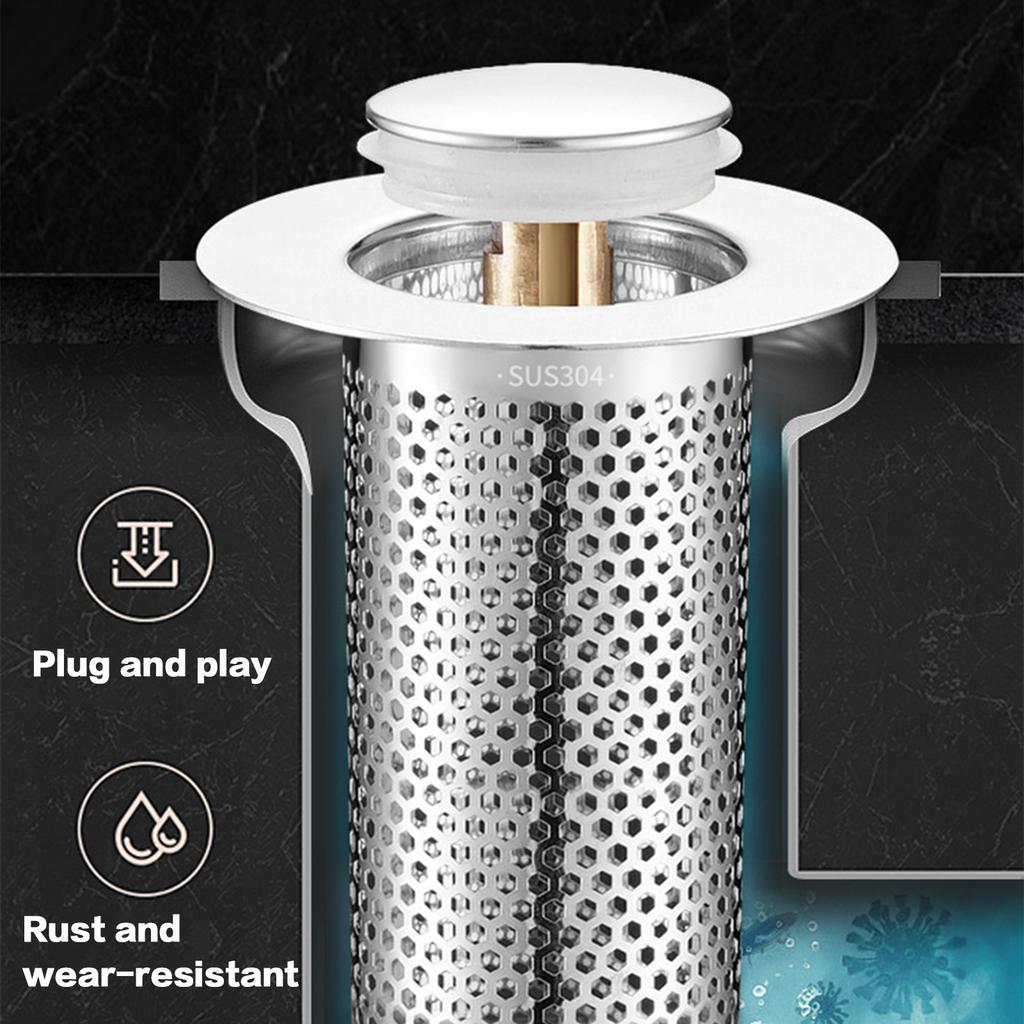 Bathroom Sink Plug Stopper Stainless Steel Filter Basket Sink Drain Hair Catcher for Washroom Restroom Kitchen
