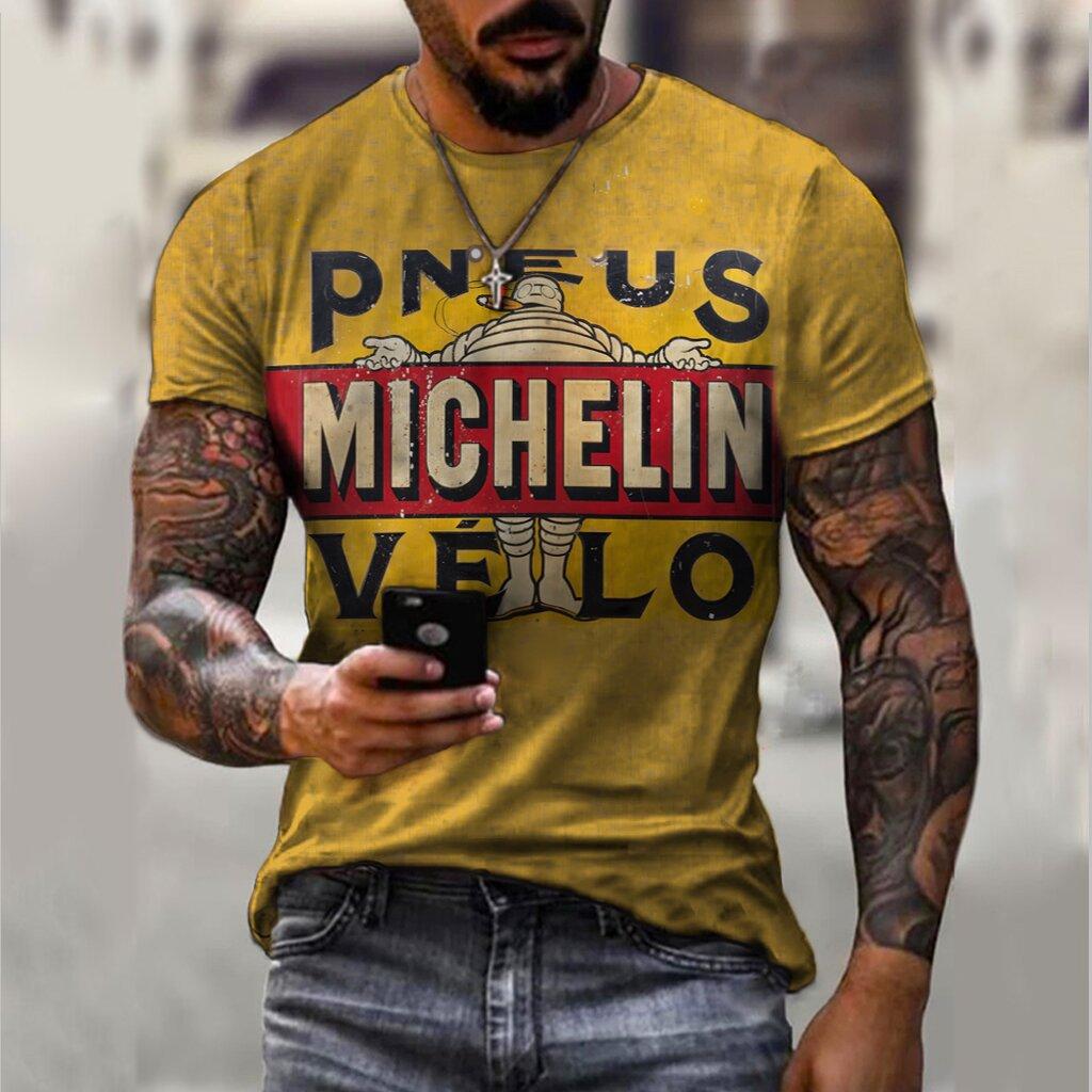 Simple Versatile Printed Top Fashionable Round Neck Short Sleeve Loose T-Shirts Men’s