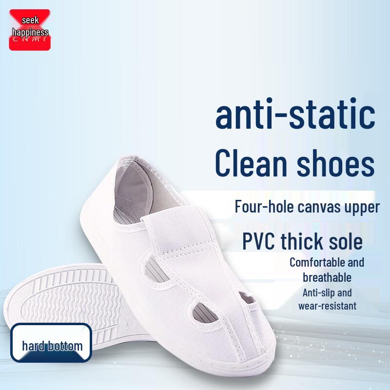 CNMF Anti-static Dust-free PVC 4-Hole Canvas Work Shoes 38