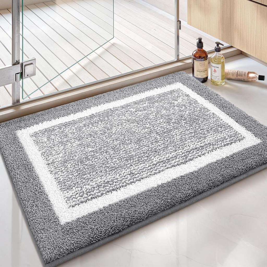 Microfiber Shaggy Absorbent Bath Mat Soft Bathroom Mat Non Slip Machine Washable Bathroom Rug Shower Mat Quick Dry Floor Mats
