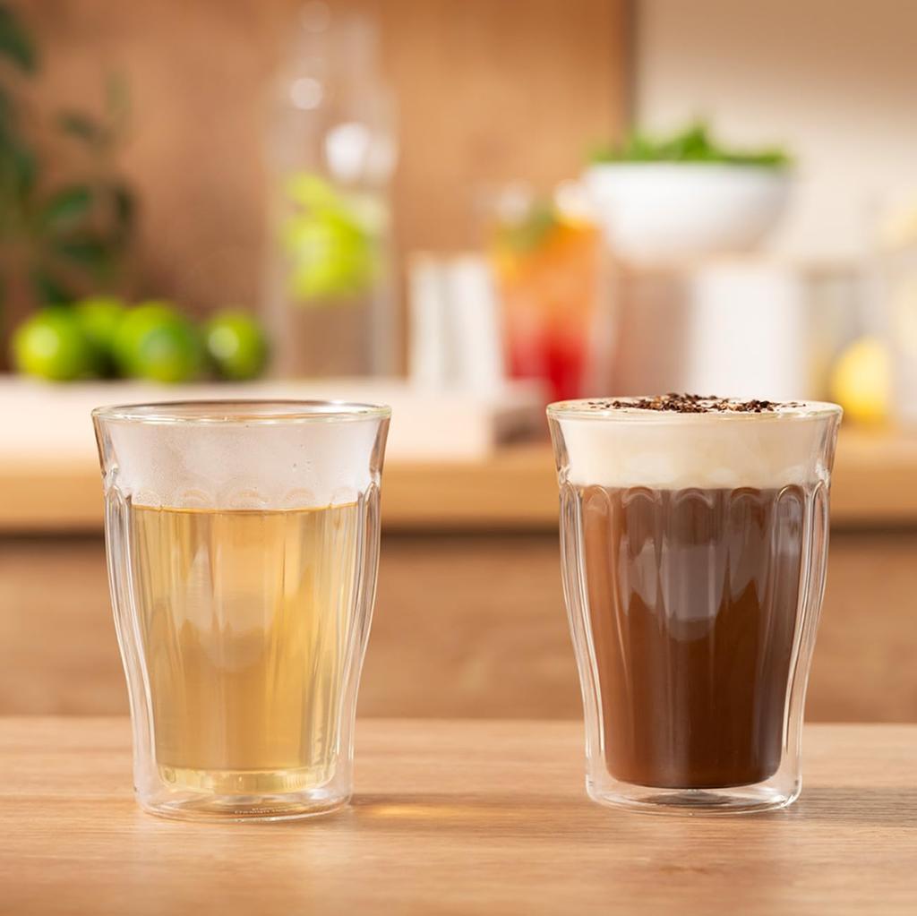BODUM® COPENHAGEN Double-Walled Glass Tumbler, 400ml, Set of 2. Features: Insulated, double-walled construction, heat-resistant glass, microwave, oven