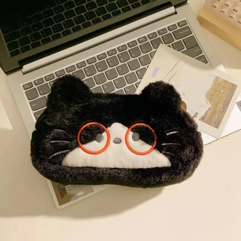 Trousse à crayons imprimée chat drôle Kawaii Peluche Chat Sac de papeterie Fournitures scolaires