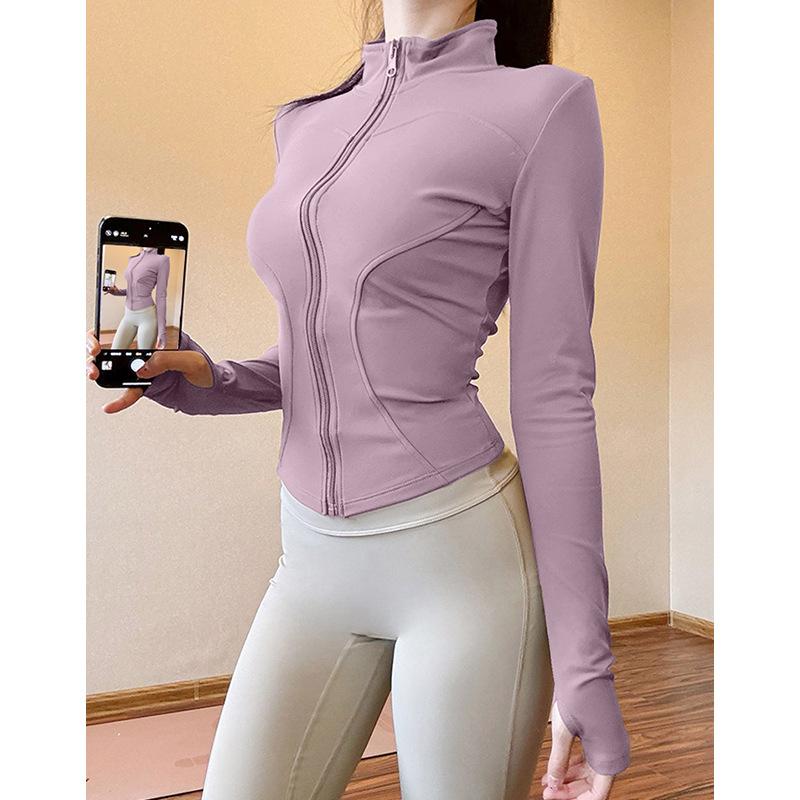 Sunscreen Clothes Stand-up Collar Tight Sports Jacket Women's Yoga Clothes Top Zipper Cardigan Running Fitness Clothes Jacket Long Sleeves