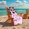 1PC Custom Name Pink Bow Elegance Beach Towel Highly Absorbent And Sand-Resistant Towel for Swimming, Pool, Yoga, And Travel Lightweight