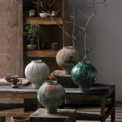 Green Ceramic Vase Geometric Spherical Lattice Flower Vase Porcelain Bottle Floral Arrangement Accessories Home Decoration