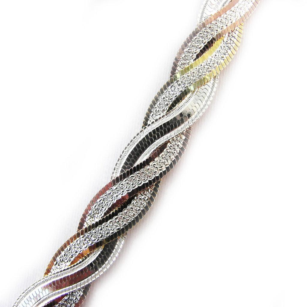 Les Trésors De Lily [G1773] – Dreifarbige „Magic Lianas“-Silberhalskette