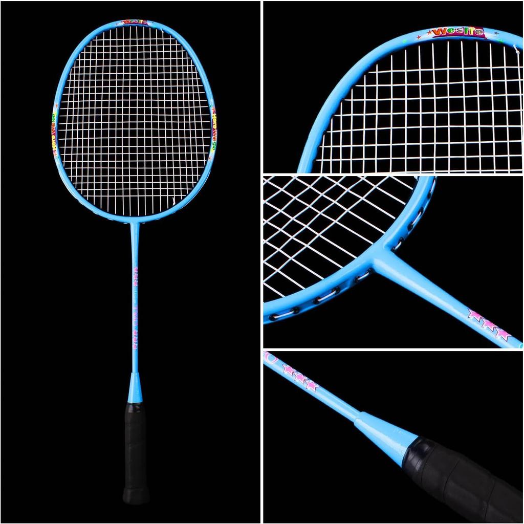 Senston Badminton Racket Set for Kids Badminton Racket Kit Kids Outdoor Racket Sports Toy (Pink+Blue),