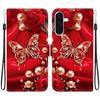 Étui à rabat en cuir PU fait main pour Samsung Galaxy A26 (SM-A266E)- Housse Antidérapante Antichoc avec Dragonne et Motifs Chat Cœur/Rose