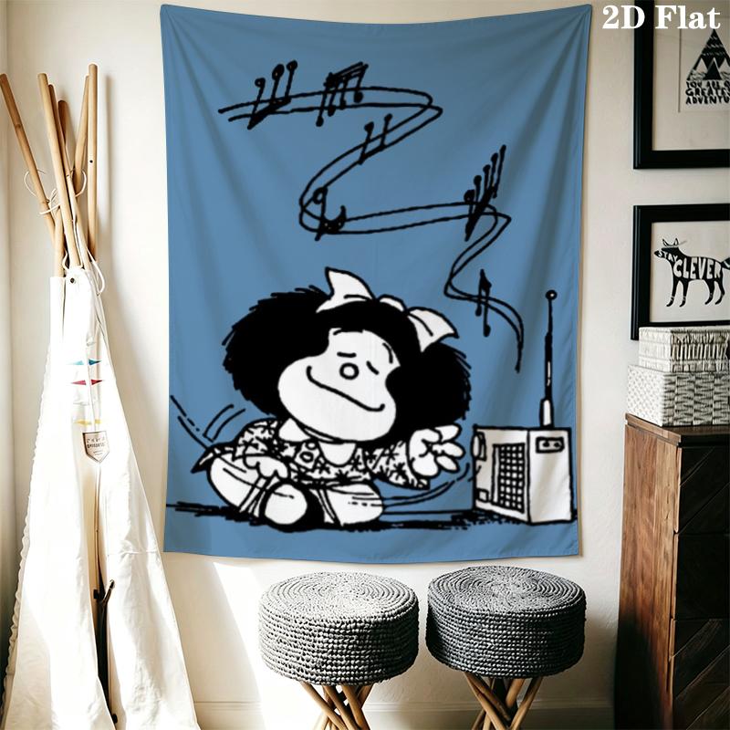 Mafalda Wall Tapestry Aesthetic Wall Hanging Printed Fabric Blanket Decorative Tapestries for Bedroom Living Room Home Decor
