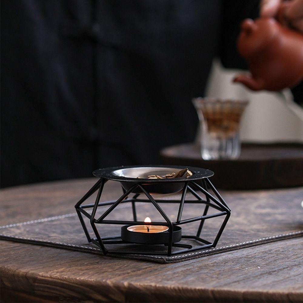Polygon Metal Incense Burner Portable Candle Heating Holder Essential Oil Warmer  Home Decor