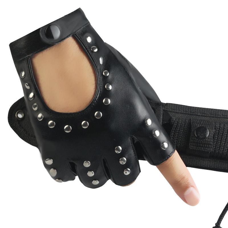 Men and Women Performing Half-finger Leather Gloves, Cool Fashion, Riveted Stage, Pole Dance, Punk, Street Dance, Punk, Harley