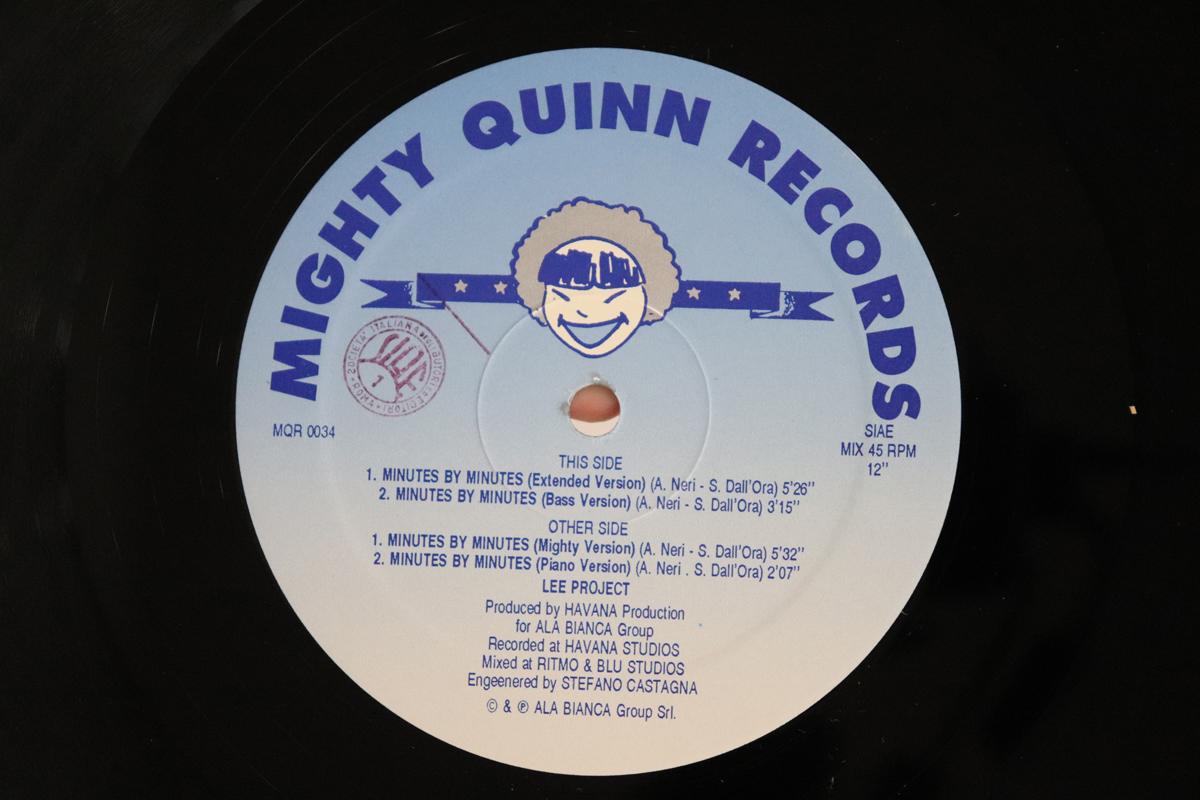 

12inch Record LEE PROJECT Minutes By Minutes MQR0034 MIGHTY QUINN RE 1991 Italy Dance Electronica Used
