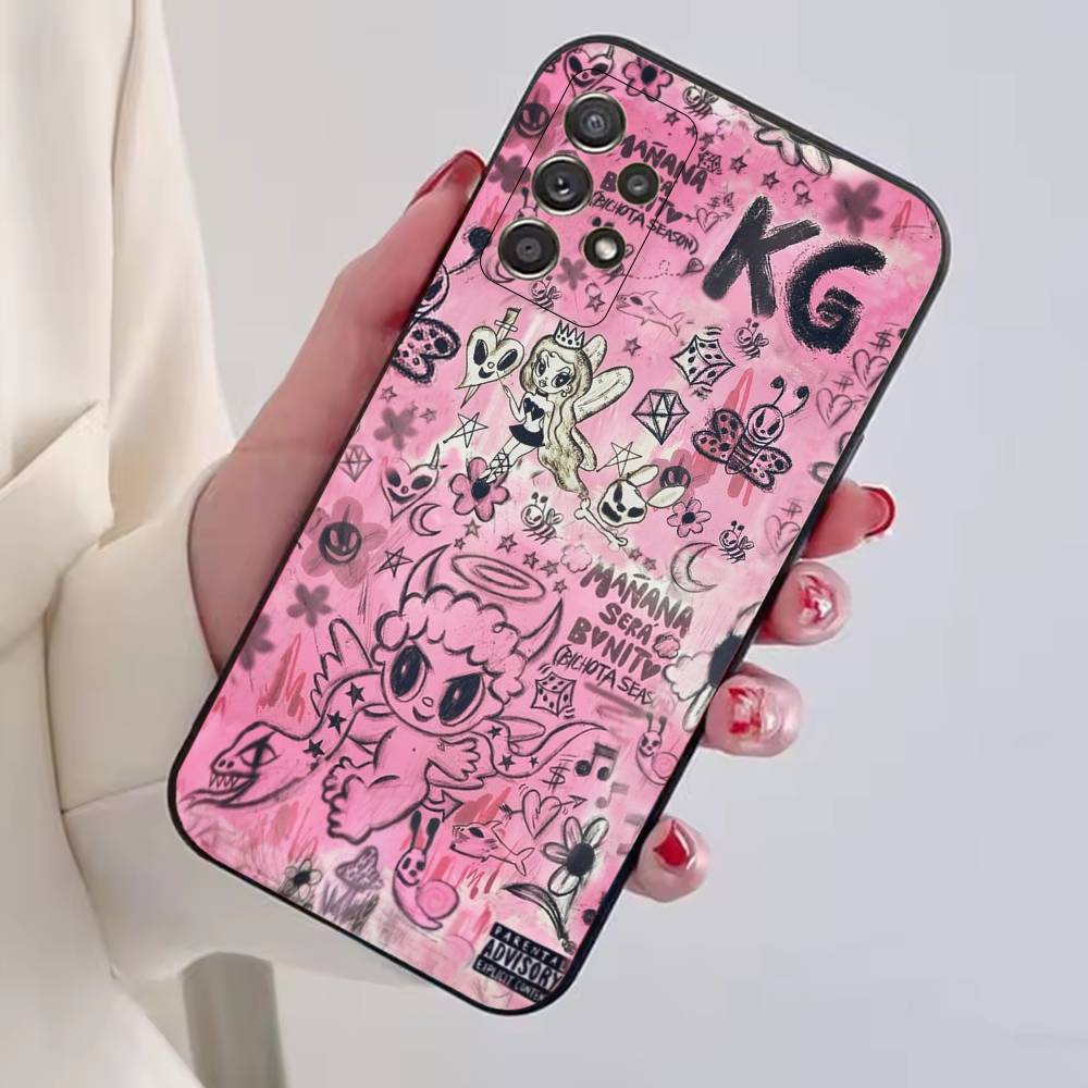 K-Karol G Dibujos Animados Phone Case For Samsung S25,S24,S21,S22,S23,S30,Ultra,S20,Plus,Fe,Soft Silicone Black Cover