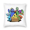 Rainbow Friends Cyan And Yelllow Square Pillowcase Polyester Linen Velvet Creative Zip Decor Home Cushion Cover