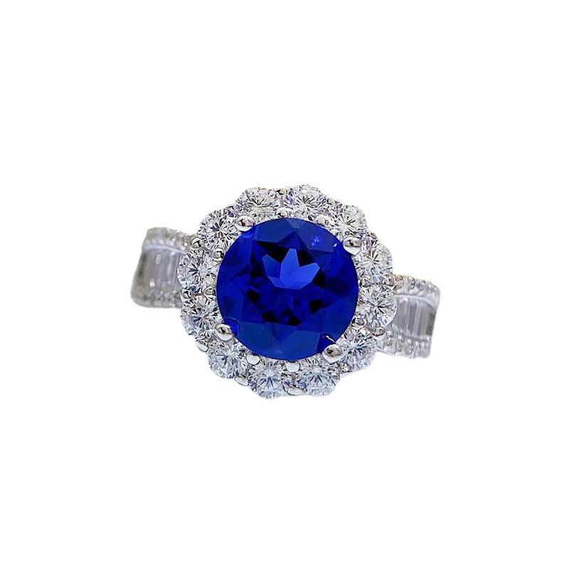 

Кольцо с бриллиантом из высокоуглеродистой стали Hui Zhi Yi 2023 в винтажном стиле из стерлингового серебра S925, круглое 8 мм, паве, универсальное модное украшение Size 9