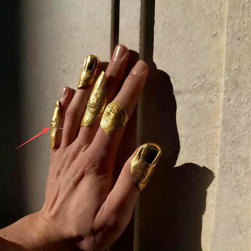 

Irregular Texture Knuckle Rings Set Minimalist Golden Jewelry for Women Layered Stackable Ring for Office or Events