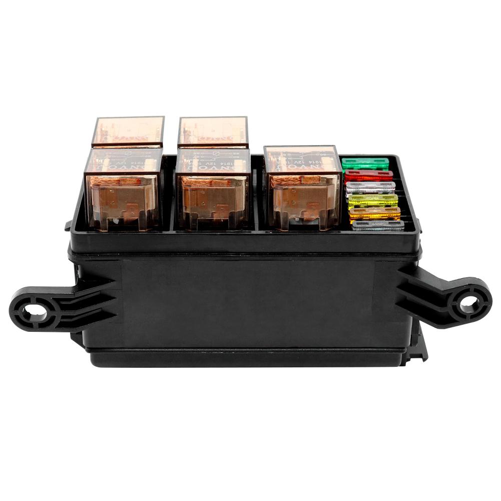 Universal DC 12V Car Marine Boat 6-Way Relay+ 6-Slot ATO/ATC Blade Fuse Holder Box Blocks for Automobiles Parts