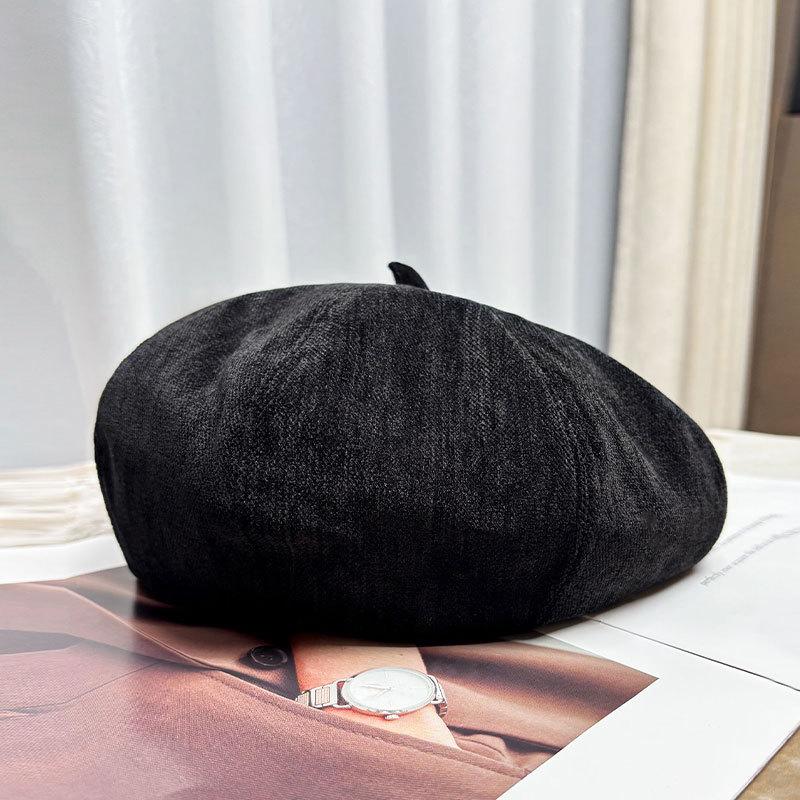 Spring And Autumn Korean Retro Solid Color Beret Women Travel Check-In Po Commuter Warm Fashion All-Match Painter Newsboy Cap