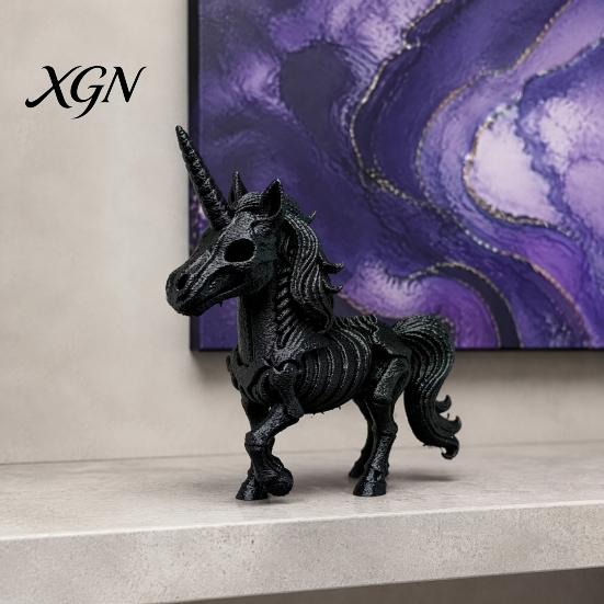 Dark Fantasy Wohnkultur 3D Gedrucktes Pferde Skelett Ornament, Hörner Knochen Statue, Kreatives Gruseliges Innenraum Ornament PLA Handwerk für Halloween Und Spuk