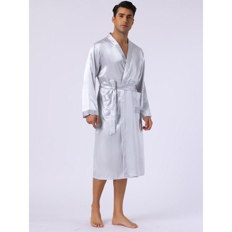 Men's Long Sleeve Satin Robe Homewear T1016