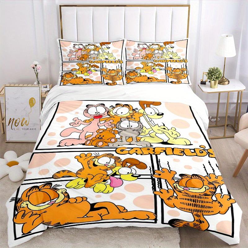 3pcs Garfield's Print Cover Set Ultra Soft, Breathable, and Comfortable Bedding with Stylish Design for Bedroom and Guest Room Decor 1 Cover and 2 Mat