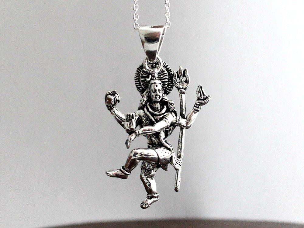 Dancing Shiva Indian God Amulet Good Luck Sterling Silver 925 Pendant Top