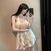 Huge Good-looking Temperament Socialite Heavy Industry Nail Drill Suspender Dress Ruffle Edge Design Fairy Short Skirt with Streamer