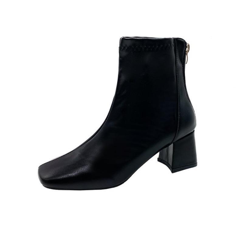 Fashion Boots Women's Autumn New Medium Heel Short Boots Women's Square Heel Thick Heel Medium Tube Women's Boots