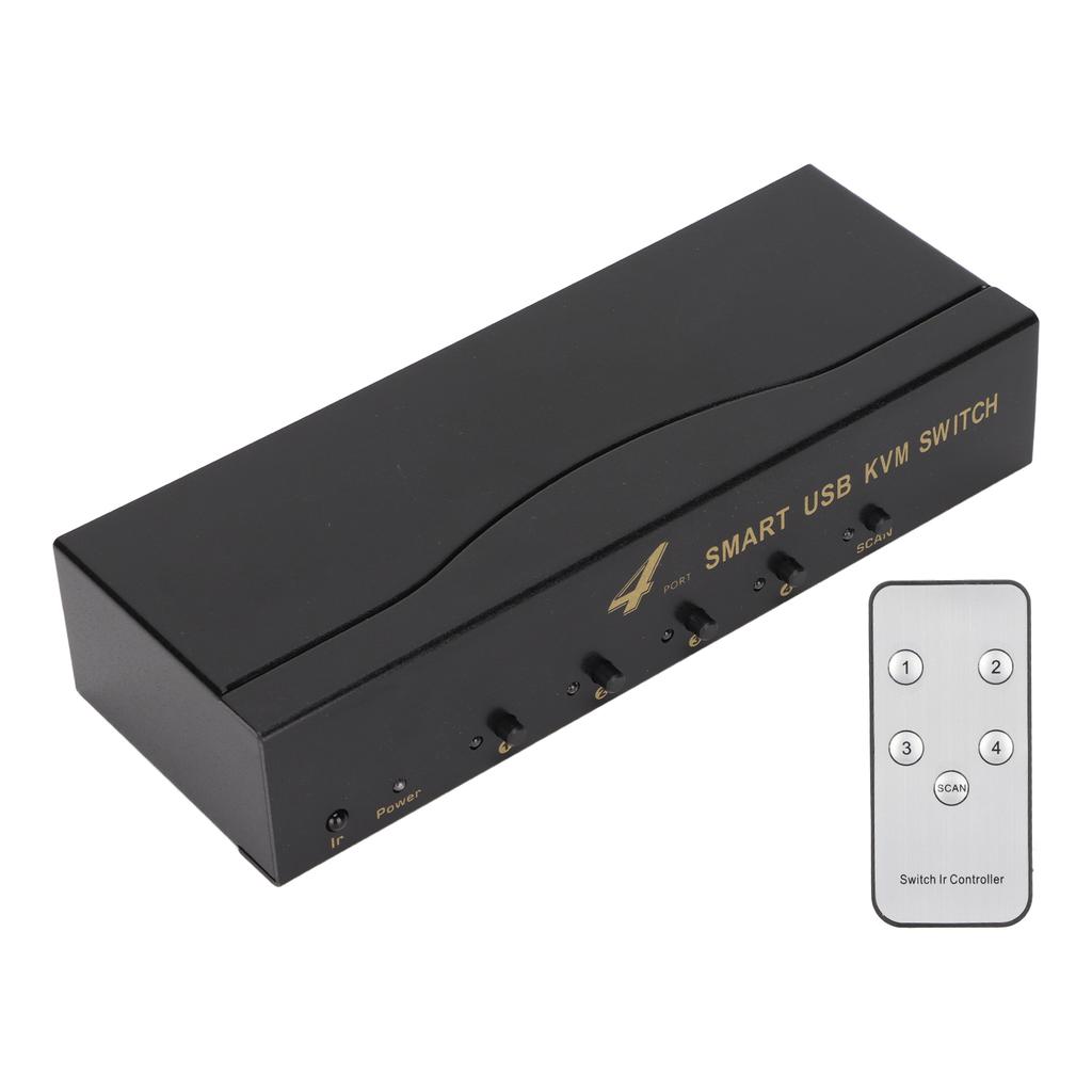 KVM Switch VGA 1920 X 1440 Resolution 2 Switching Modes 4 USB Connector VGA Switch 100‑240VUS Plug