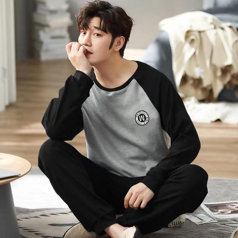 Herren Langarm Pyjama Set, Frühling/Herbst Freizeitstil, Draußen tragbar