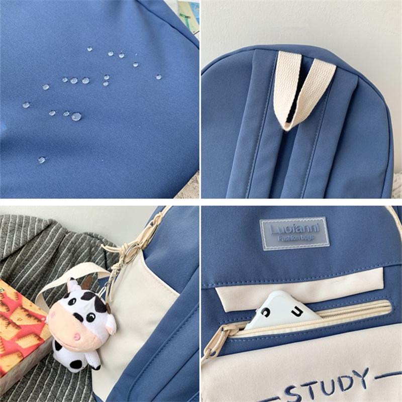 Fashion Contrast Color Women's Backpack Waterproof School Bags For Girls Large Capacity Students Bag Anti-theft School Backpack