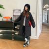 Black long knee-length padded jacket for women's winter new thickened padded jacket loose stand-up collar padded jacket